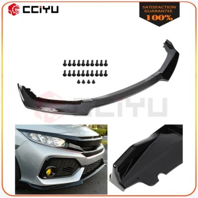 $38.79 • Buy For 16-20 Honda Civic Sedan Hatchback Glossy Black Front Bumper Spoiler Lip