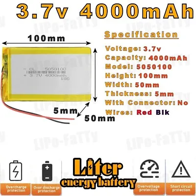 3.7v 4000mAh 5050100 Liter Energy Lithium Polymer Battery  Li-po Lipo RC • £9.49