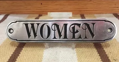 Women Aluminum Sign Restroom Bathroom Vintage Style Chrome Door Push Ladies • $15