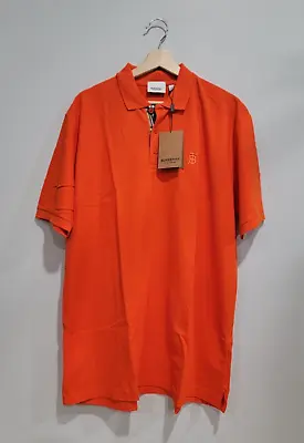 Burberry London England Men Short Sleeve 2XL Polo Embroidered Nova Orange Shirt • $59