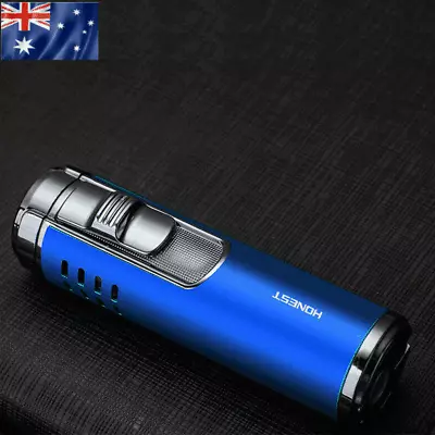 4 Jet Cigar Lighter Torch Windproof Adjustable Flame Refillable Butane Lighter • $20.69