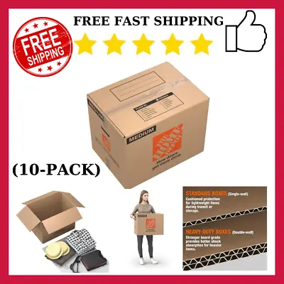 Medium Moving Box With Handles 10-Pack Heavy Duty 21 In L 15 In W 16 In • $32.21