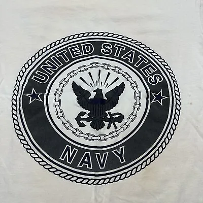 Vintage US Navy T Shirt Mens M Made In USA  Military Big Spell Out Double Sided • $8