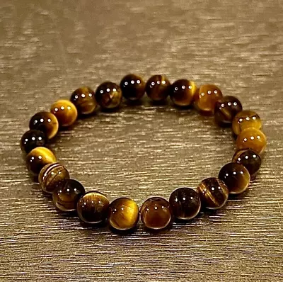 Genuine Tiger's Eye 8mm Beaded Healing Chakra Protection Men Women Bracelet Gift • $10.50