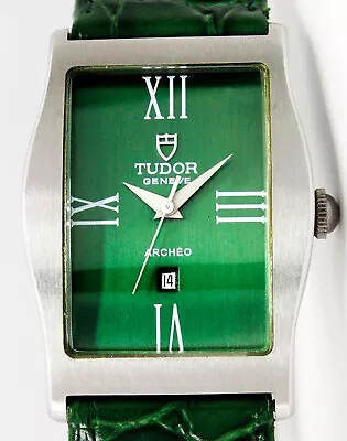 Tudor Archeo Green Dial Automatic Date Ladies VIntage Steel Watch • $1199