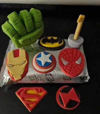 Handmade  8 Edible Superhero Avengers Marvel Unofficial Cake Topper Set • £7.50