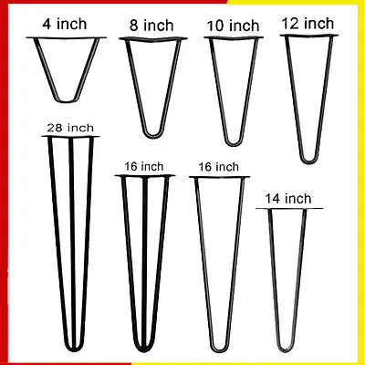 £15.50 • Buy 4x Hairpin Table Legs Hair Pin Legs Set For Furniture Bench Desk Metal Steel DIY