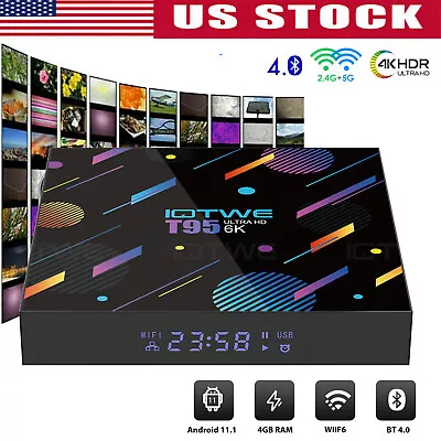 Smart TV Box 6K HD 5G WIFI 4+128GB Android 11.1 Quad Core Media Streamer 2024 US • $34.99