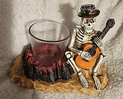 Yankee Candle Skeleton Guitar Player Votive Holder No Chips Or Cracks • £20