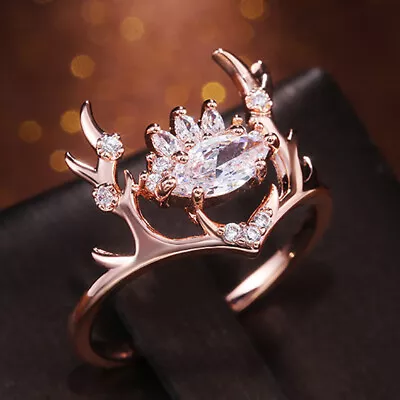 Rose Gold Elk Antlers Zircon Wedding Ring • $11.95