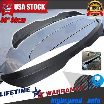 Universal Car Rear Roof Lip Spoiler Tail Trunk Wing Sticker Carbon Fiber 39“  US • $39.99