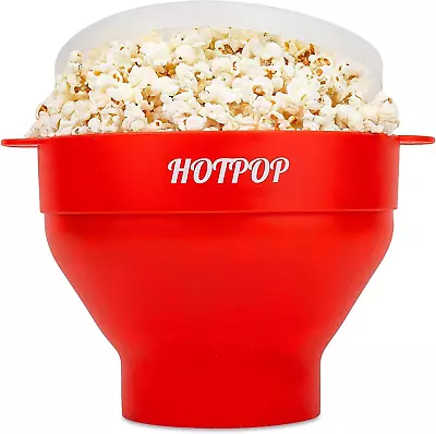 Silicone Microwave Popcorn Popper - BPA-Free Dishwasher Safe Red Bowl • $18.49