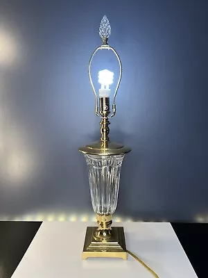 Waterford Crystal And Brass Table Lamp 31  Rare Find Discontinued VTG NO SHADE • $329.99