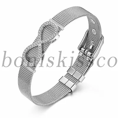 Men's Women's Stainless Steel Infinity Symbol Mesh Bracelet Bangle Wristband • $10.99