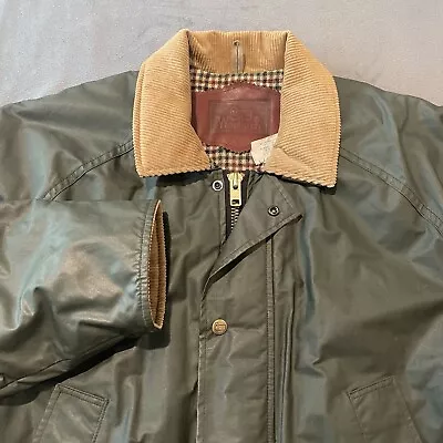 VTG Woolrich Barn Chore Coat Mens M Green Coat Wool Lined Nylon Rain USA • $56.99