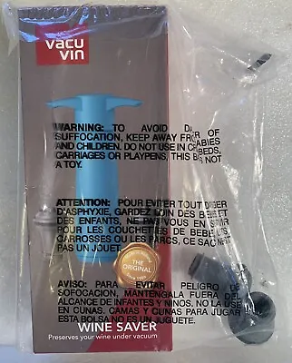 Vacu Vin Wine Saver Pump Blue With Two Vacuum Wine Stoppers • $29.99