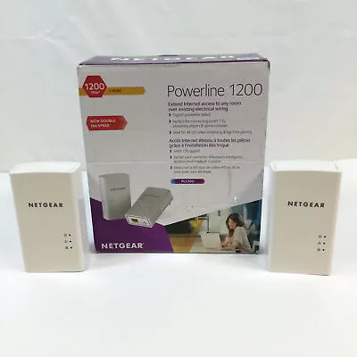 Netgear PL1200 White Powerline 1200 1 Port Ethernet Adapter Pack 2 Used • $46.33