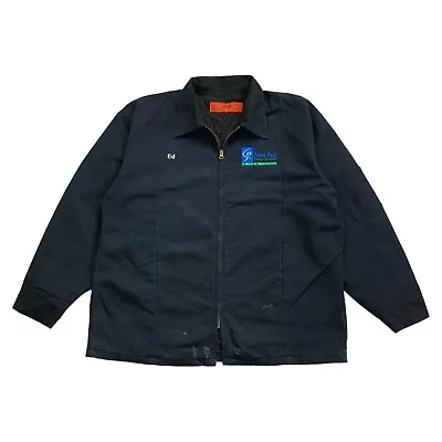Vintage Cintas Work Jacket Xl Mens Blue Quilt Lined Canvas Duck Detroit Uniform • $34.99
