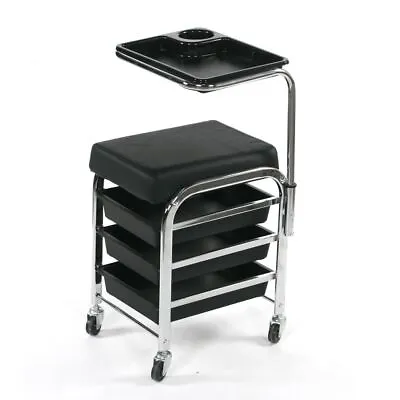 Manicure Pedicure Trolley Nail Hair Beauty Salon Chair Stool With Drawers Black • £54.99