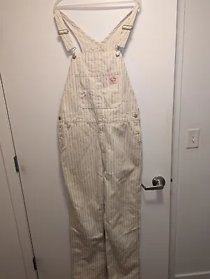 Bnwt Levi’s Overalls Workwear Mens Lrg Relaxed Off White Blue Stripes 791070013  • $67.50