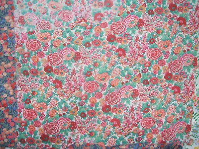 Red Green Floral Cotton Liberty  Lawn Print Dress Fabric  8 X 26  Free Post • £5