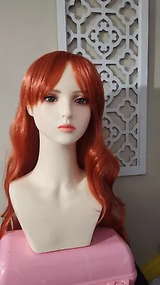 BERON 26 Inches Orange Wig Long Curly Wig With Bangs Women Girl's Charming Synth • $18.99