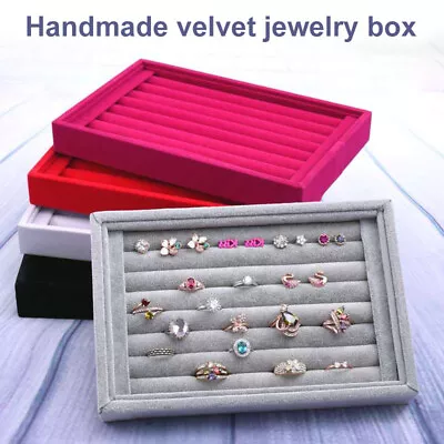 Velvet Ring Earring Jewelry Display Box Tray Holder Storage Case Organizer • $12.99