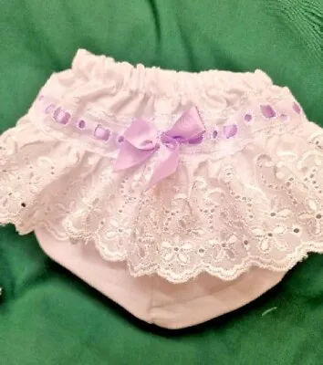 Dream 0-5 Baby Girls Romany Broderie Trim Frilly Knickers Various Colours  • £7.99