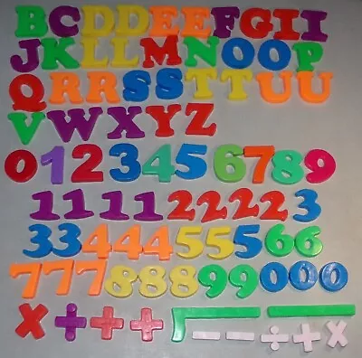 33 Magnetic Plastic Alphabet Letters Missing A+H & 51 Numbers Symbols Unbranded • $8.99