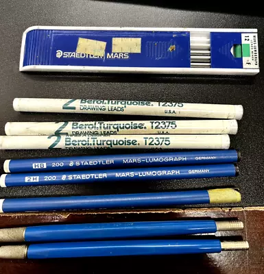 Vintage Lot Of Drafting Technico Pencils & Leads Staedtler Turquoise Berol Mars • $16