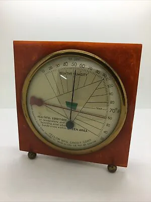 Vintage Marbled Butterscotch Bakelite Barometer Yellow Mfg Credit Corp Excellent • $119.99