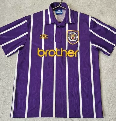 Original Umbro Manchester City 1992/1994 Away Football Shirt Brother Men's Large • £124.99