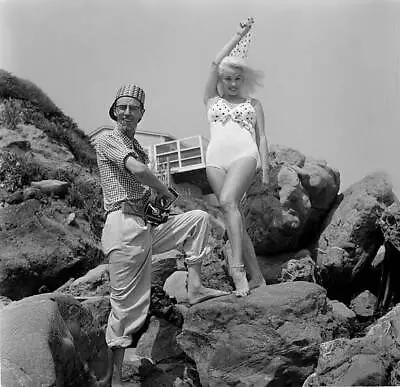Actress Mamie Van Doren Poses At The Beach 1956 OLD PHOTO • $9