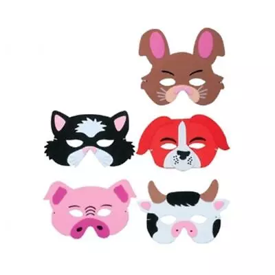 Farm Animal Foam Masks Children Kid Party Cat Cow Rabbit Dog Pig • £2.66