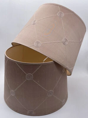 £39.99 • Buy New 2 Pair Laura Ashley Home Mauve Dusty Pink Patterned Drum Lamp Shades 12 
