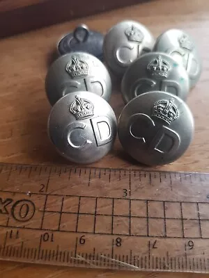 £5.50 • Buy Civil Defence/Home Guard  Set Of 7 White Metal, 3/4 Inch Buttons