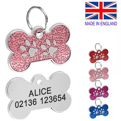 £3 • Buy FREE ENGRAVING Dog ID / Cat ID Name Tag Bone Personalised Puppy Pet IDTags