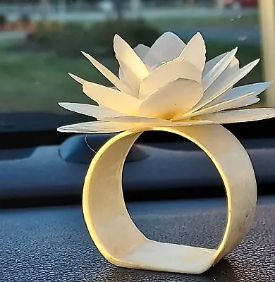 Mother Of Pearl Capiz Shell Lotus Flower Napkin Rings - Set Of 6 • $21
