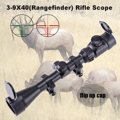 Pinty 3-9X40 Mm Rangefinder Mil-Dot Reticle Illuminated Rifle Scope W/Mount Hunt • $34.96