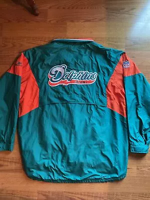 Vintage Miami Dolphins Reebok NFL On Field Team Apparel Pullover Windbreaker XL • $45