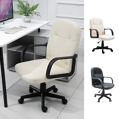 PU Leather Home Office Chair Swivel Executive PC Computer Desk Table Adjustable • £61.99