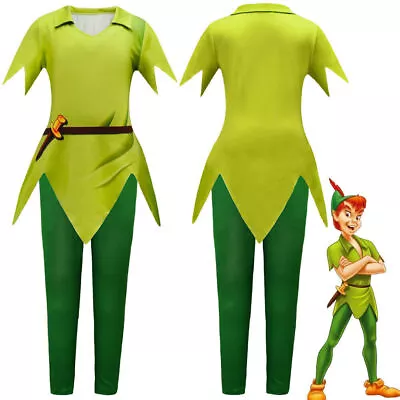 Peter Pan Costume Fancy Dress T Shirt + Trousers + Hat Kids Boys Girls Children • $26.98