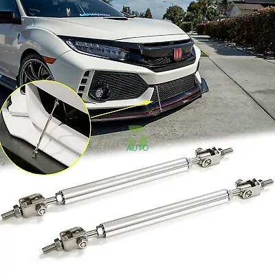 6  Silver Front Bumper Lip Splitter Strut Rod Tie Support Bar For Car Truck SUVs • $7.80