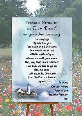 Memorial Heavenly Anniversary Card Waterproof For Dad Papa Grandpa Male 16 • £4.03