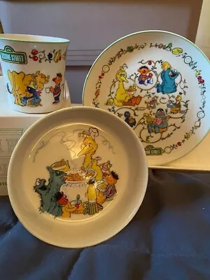 Vintage 1976 Gorham China Sesame Street Muppets Plate Cup Bowl 3 Piece Set • $60