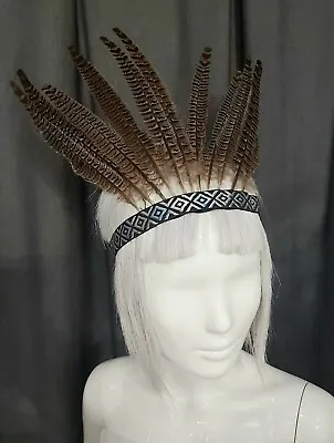 £6 • Buy Feather Head Dress. Pheasant Feathers. Carnival Mardi Gras.