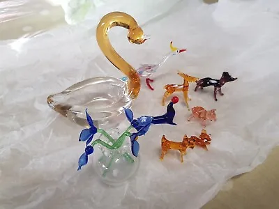 Murano/Murano Style Glass Miniature Figures/animals ( 2 Slight Chips ) • £33.50