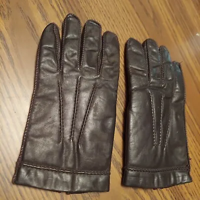 Vintage Brown Leather Rabbit Fur Lined Mens Driving Gloves 35548 Sz Medium  • $26.99