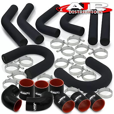 8 Piece 2.5  Black Intercooler Piping Kit +U Bend + T-Bolt Clamps + Blk Couplers • $107.99