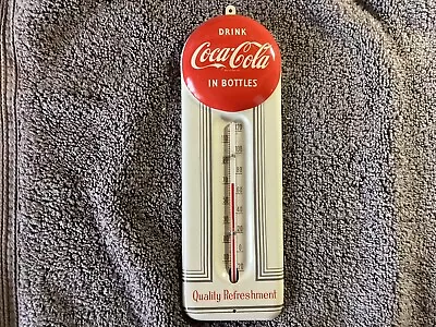 Vintage Coca Cola Thermometer Sign 1950 Era Metal 9  Tin Coke • $675